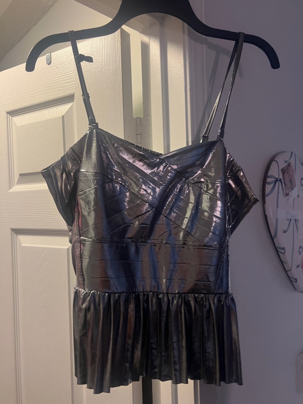Metallic Iridescent Peplum Cami Top